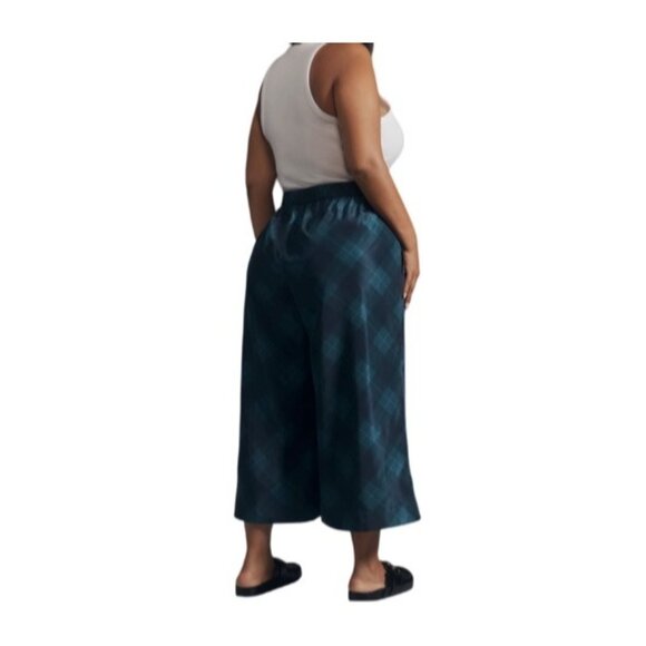 Maeve Anthropologie Taffeta Printed Cropped Wide-Leg Pants Size XL Blue Pattern - Picture 4 of 7